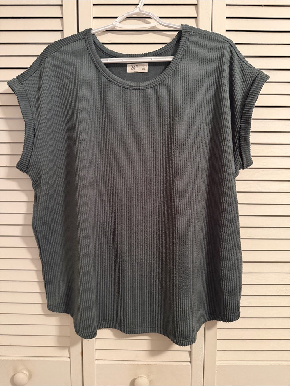 Maurices Ribbed Cap-Sleeve Tank in Muted Teal